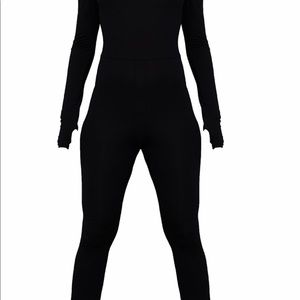 Black Zip Up Knitted Jumpsuit